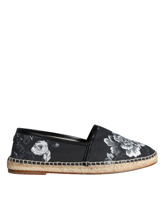 Alpargatas de piel de algodón con estampado floral negro de Dolce & Gabbana