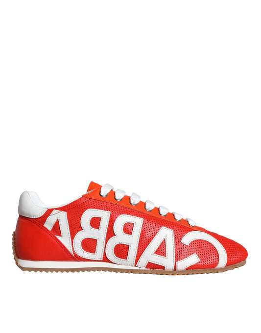 Zapatillas deportivas informales con logo de cuero rojo y blanco de Dolce & Gabbana