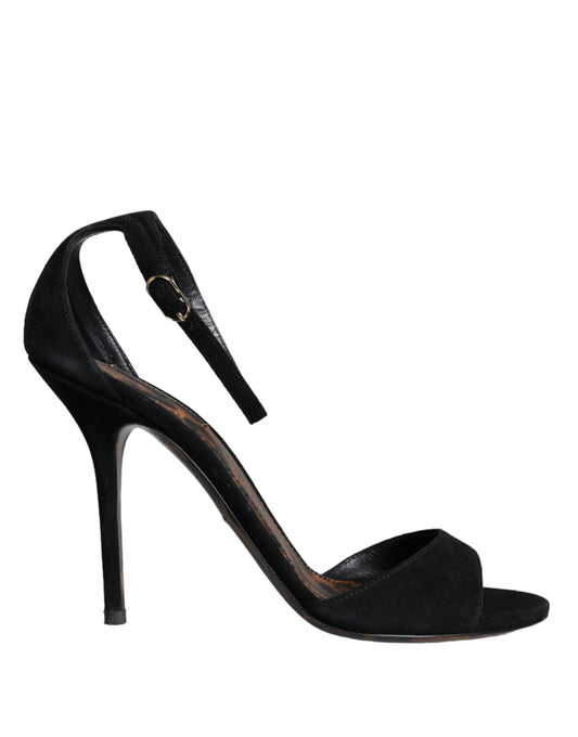 Sandalias con tiras en el tobillo y tacón KEIRA en color negro de Dolce & Gabbana