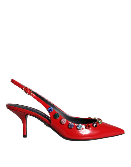 Zapatos de tacón con cristales y piel roja de Dolce & Gabbana