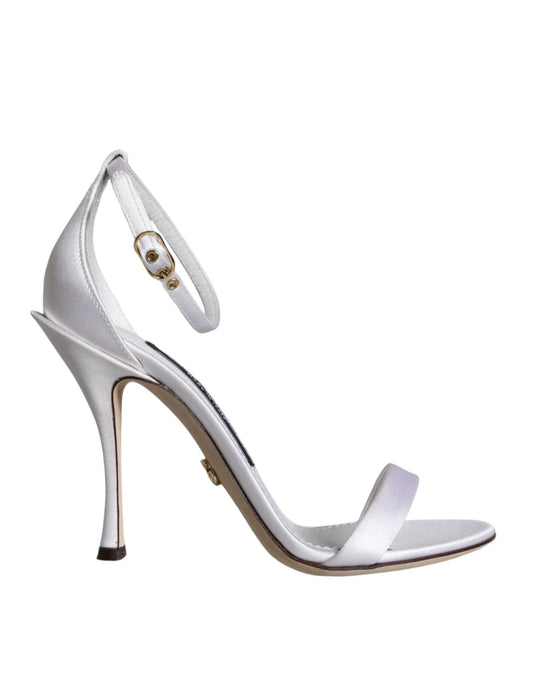 Sandalias con tiras en el tobillo y tacón KEIRA en color blanco de Dolce & Gabbana