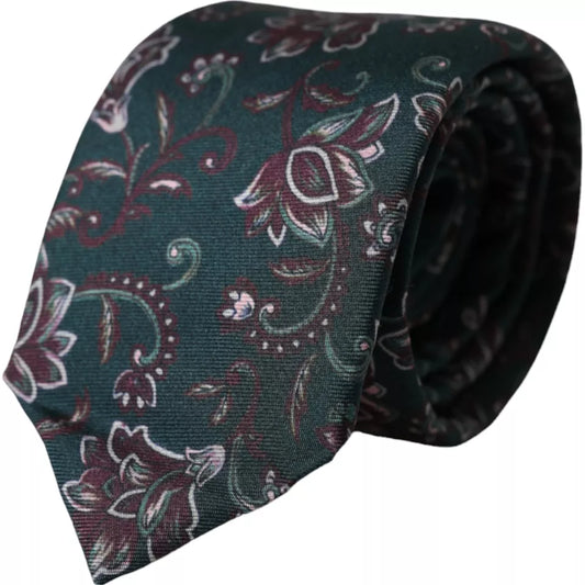 Corbata ajustable de seda con estampado floral verde de Dolce & Gabbana para hombre