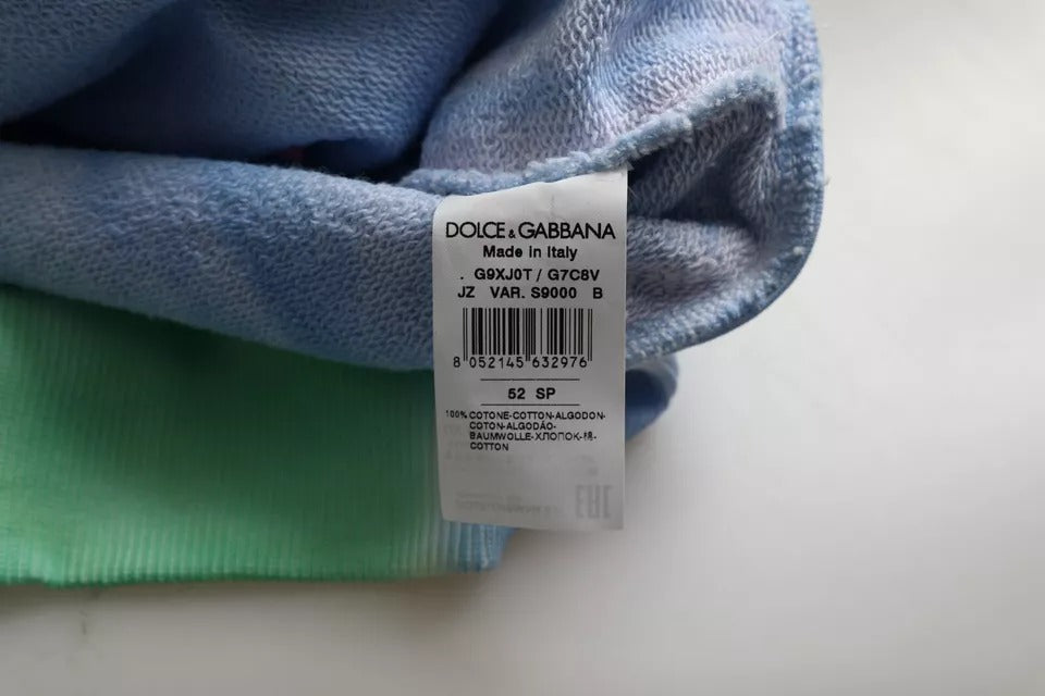 Suéter de cuello redondo de algodón con logotipo multicolor de Dolce & Gabbana