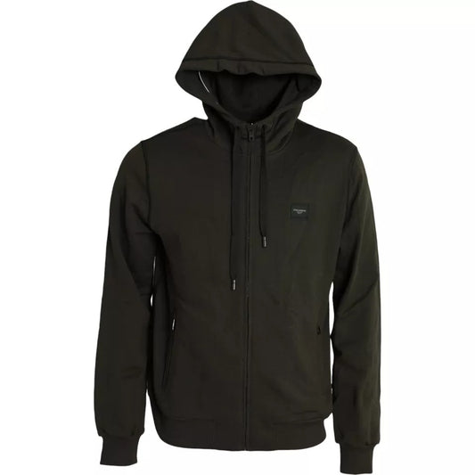 Suéter con capucha y cremallera completa con logotipo verde militar de Dolce & Gabbana