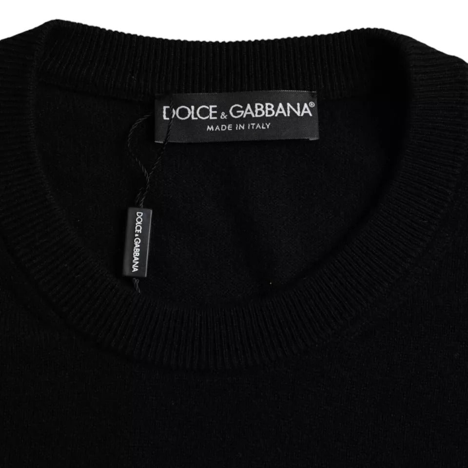 Suéter de cuello redondo de cachemira negra de Dolce & Gabbana