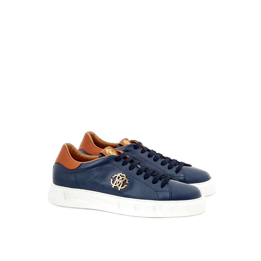 Zapatillas de piel azul Roberto Cavalli