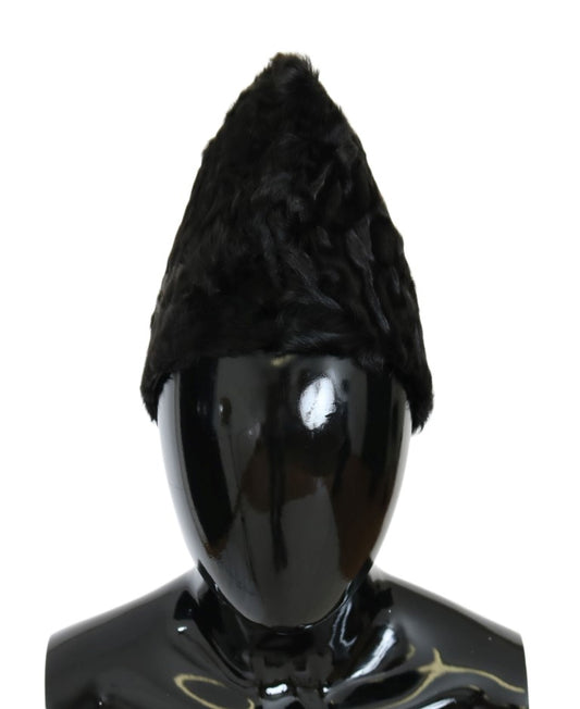 Gorro elegante de piel Xiangao en color negro de Dolce & Gabbana