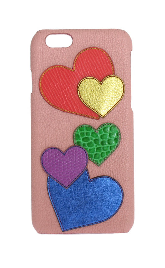Funda para teléfono con adornos de corazones en piel rosa chic de Dolce & Gabbana