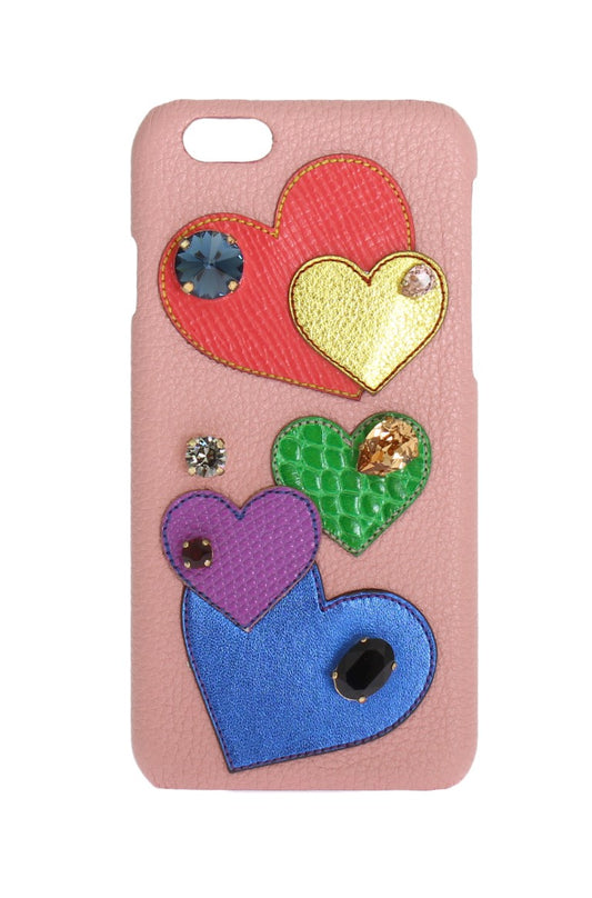 Funda elegante de cuero rosa con cristales para iPhone de Dolce & Gabbana