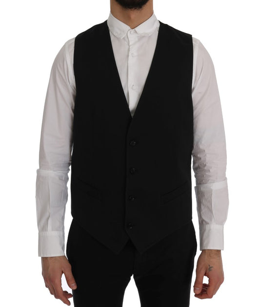 Chaleco negro elegante de botonadura sencilla de Dolce & Gabbana