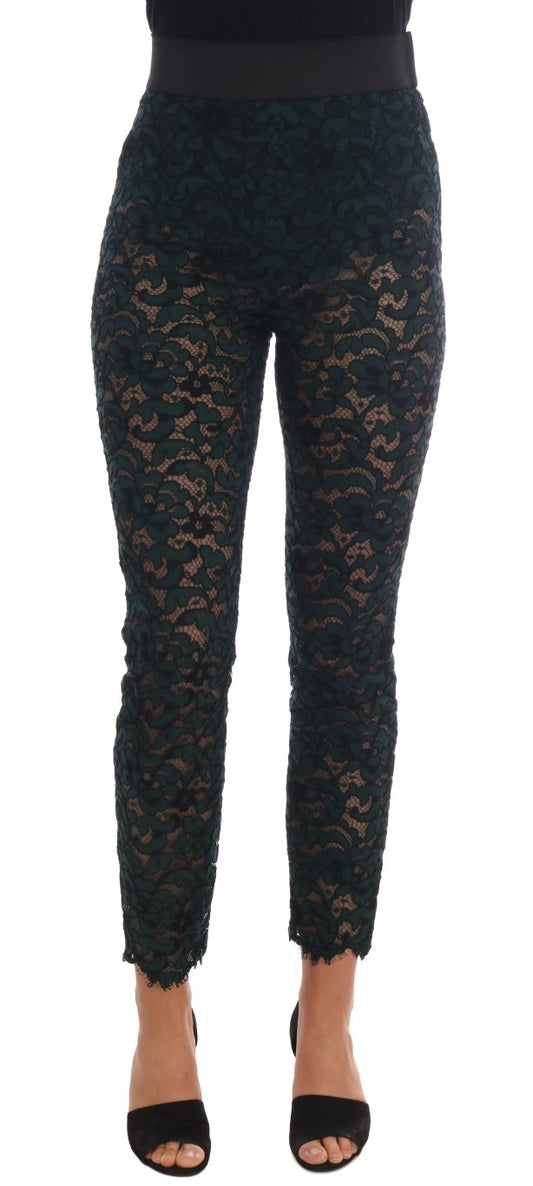 Pantalones ajustados de encaje floral y cintura alta de Dolce & Gabbana