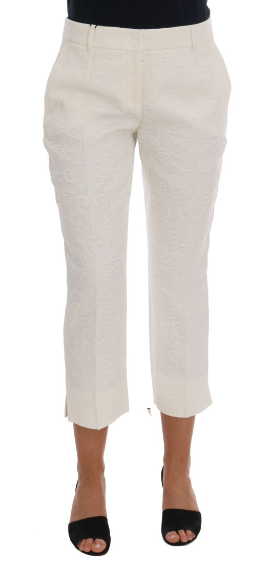 Pantalones capri elegantes blancos Dolce & Gabbana - Mezcla de algodón y seda