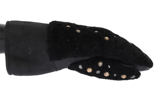 Guantes de caballero de piel negra con tachuelas de Dolce & Gabbana