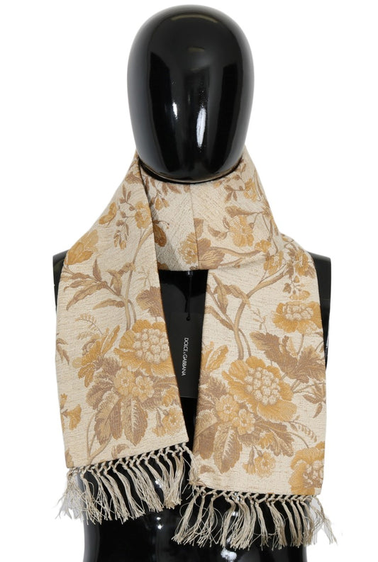 Bufanda elegante de jacquard en color beige y dorado de Dolce & Gabbana