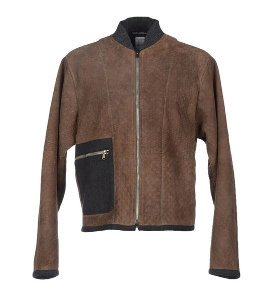 Chaqueta elegante de mezcla de lana y cuero de Dolce & Gabbana