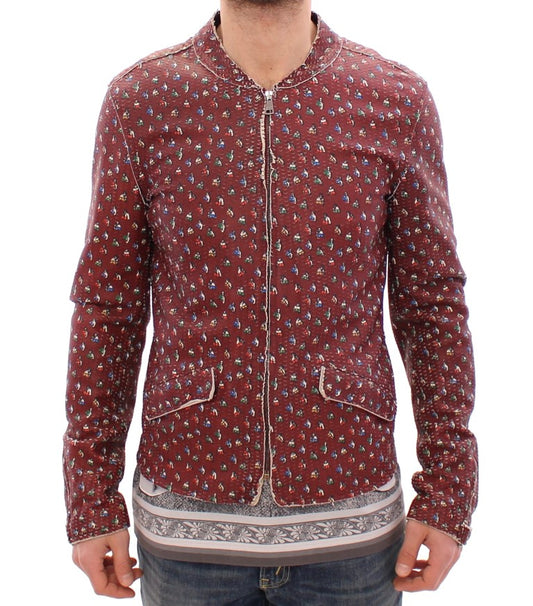 Chaqueta de cuero burdeos con estampado boxer exclusivo de Dolce & Gabbana