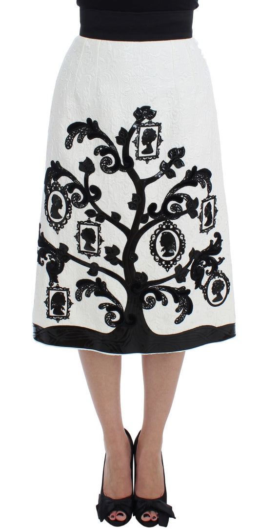 Falda elegante de cintura alta con brocado floral de Dolce & Gabbana