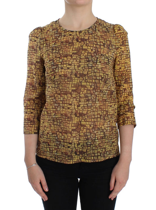 Blusa de seda con estampado de mosaico siciliano de Dolce & Gabbana