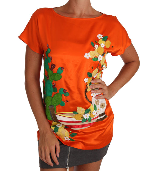 Top de verano de seda siciliana con adornos de cristales de Dolce & Gabbana