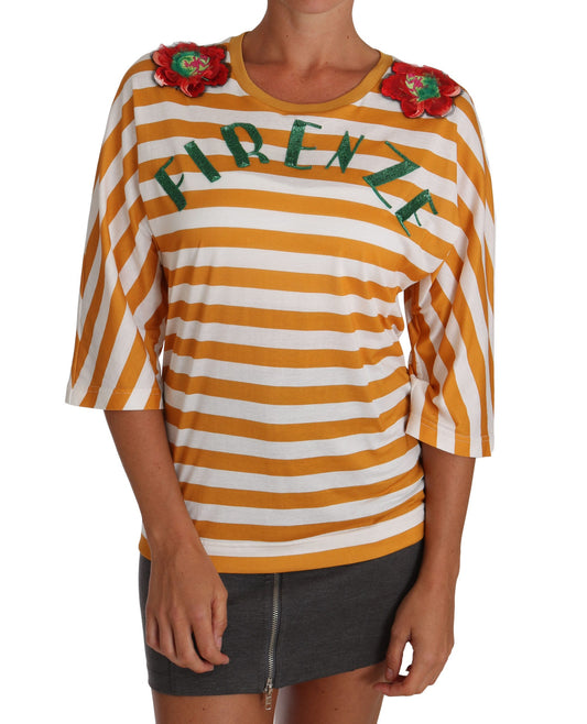 Blusa con lentejuelas FIRENZE de Dolce & Gabbana en naranja y blanco