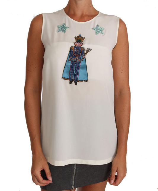 Blusa sin mangas de seda con lentejuelas Enchanted de Dolce & Gabbana