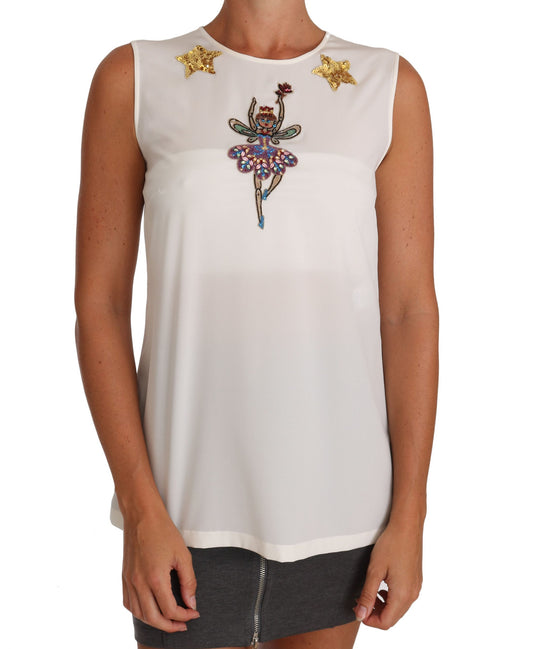 Blusa de seda adornada con cristales Enchanted de Dolce & Gabbana