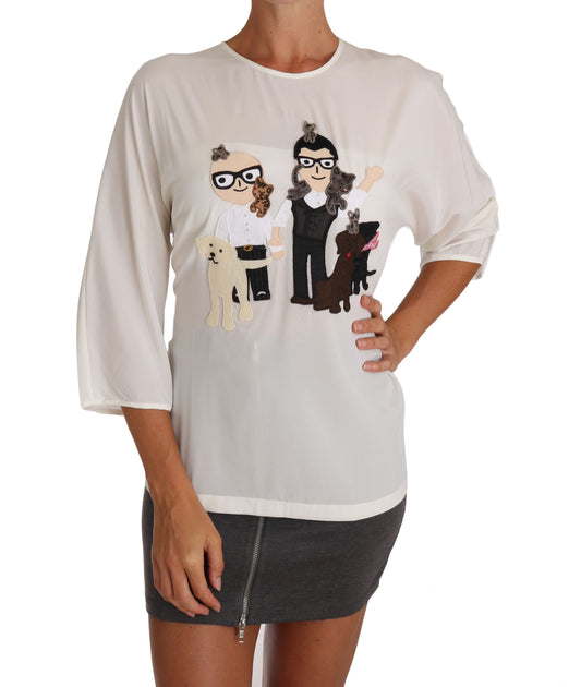 Top de seda con apliques de la familia Chic Figure de Dolce & Gabbana