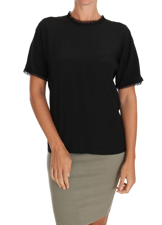 Blusa elegante de seda con detalles de encaje de Dolce & Gabbana