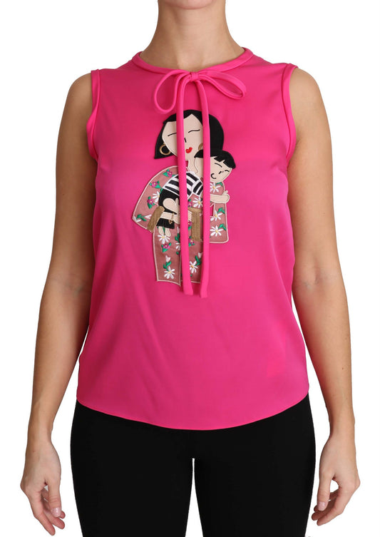 Camisa sin mangas elegante de seda rosa de Dolce & Gabbana