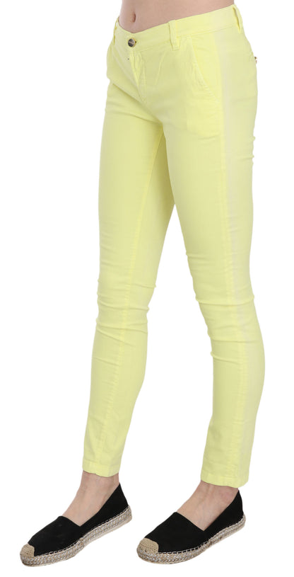 Pantalones casuales ajustados de cintura baja color amarillo chic de PINKO