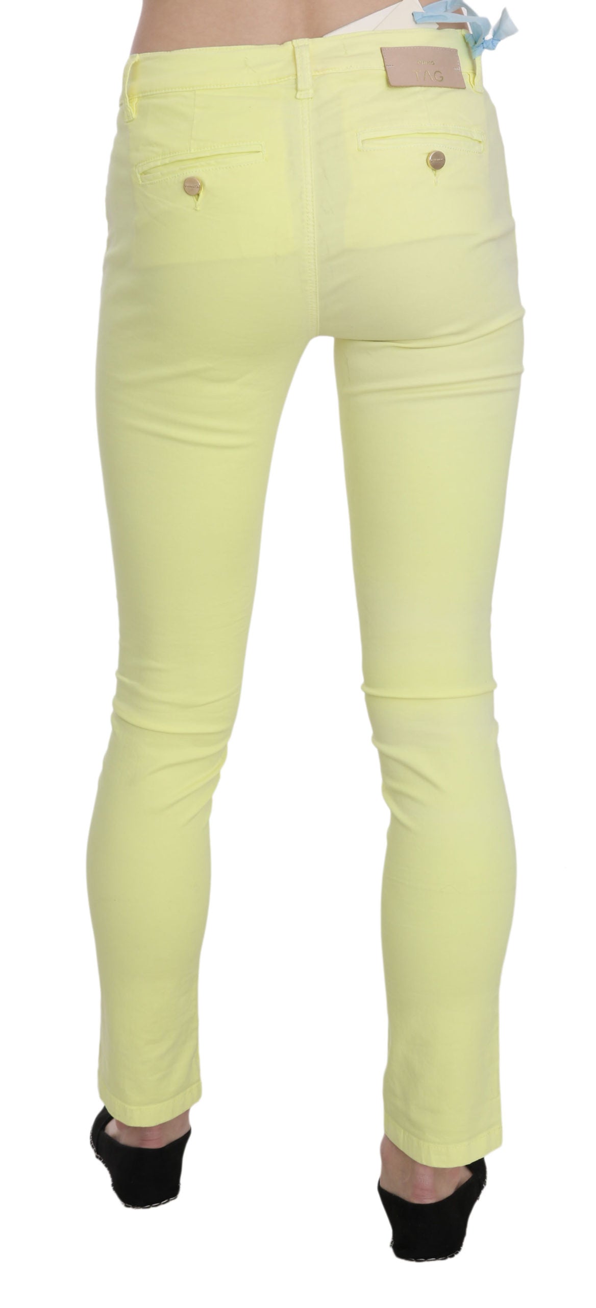 Pantalones casuales ajustados de cintura baja color amarillo chic de PINKO