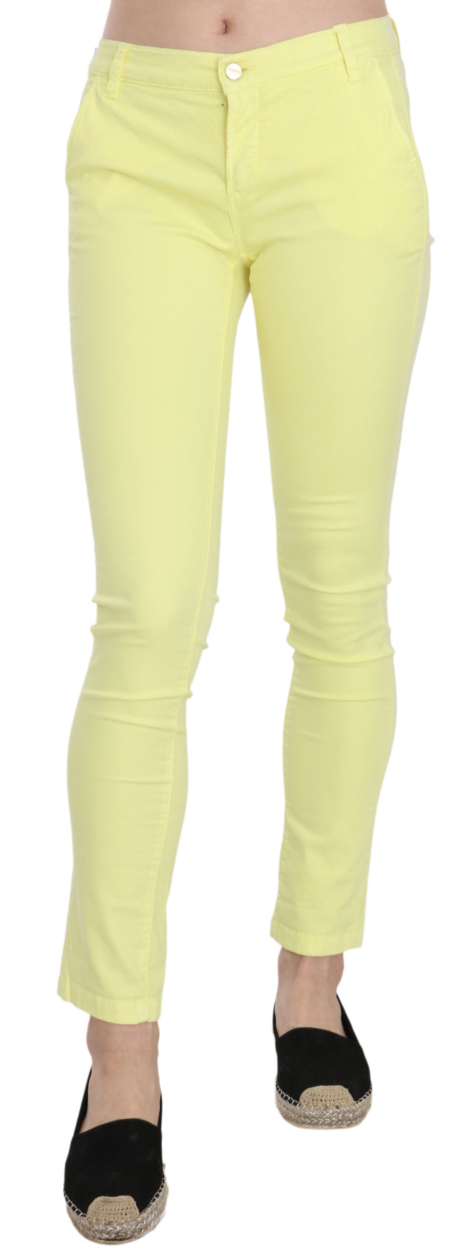 Pantalones casuales ajustados de cintura baja color amarillo chic de PINKO