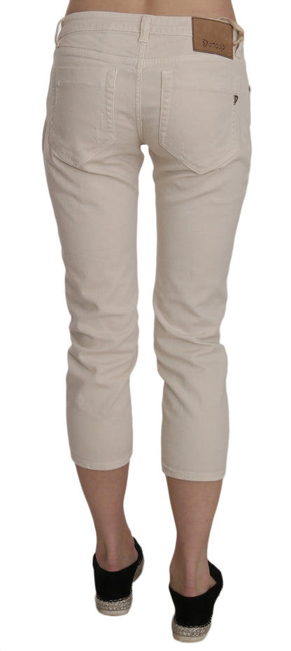 Pantalones capri ajustados de talle bajo en color beige de Dondup