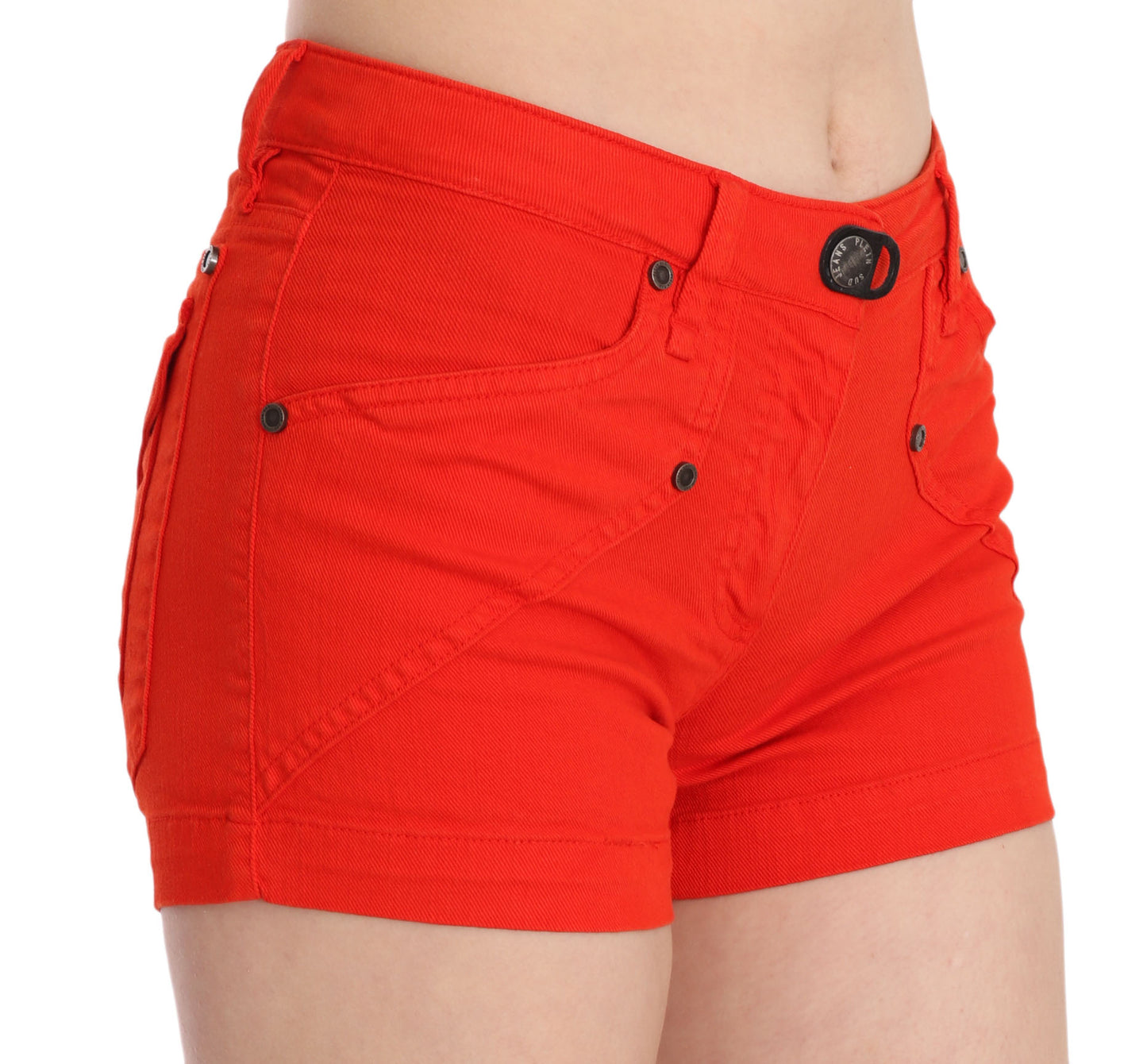 Minishorts elegantes de cintura media de PLEIN SUD en naranja vibrante