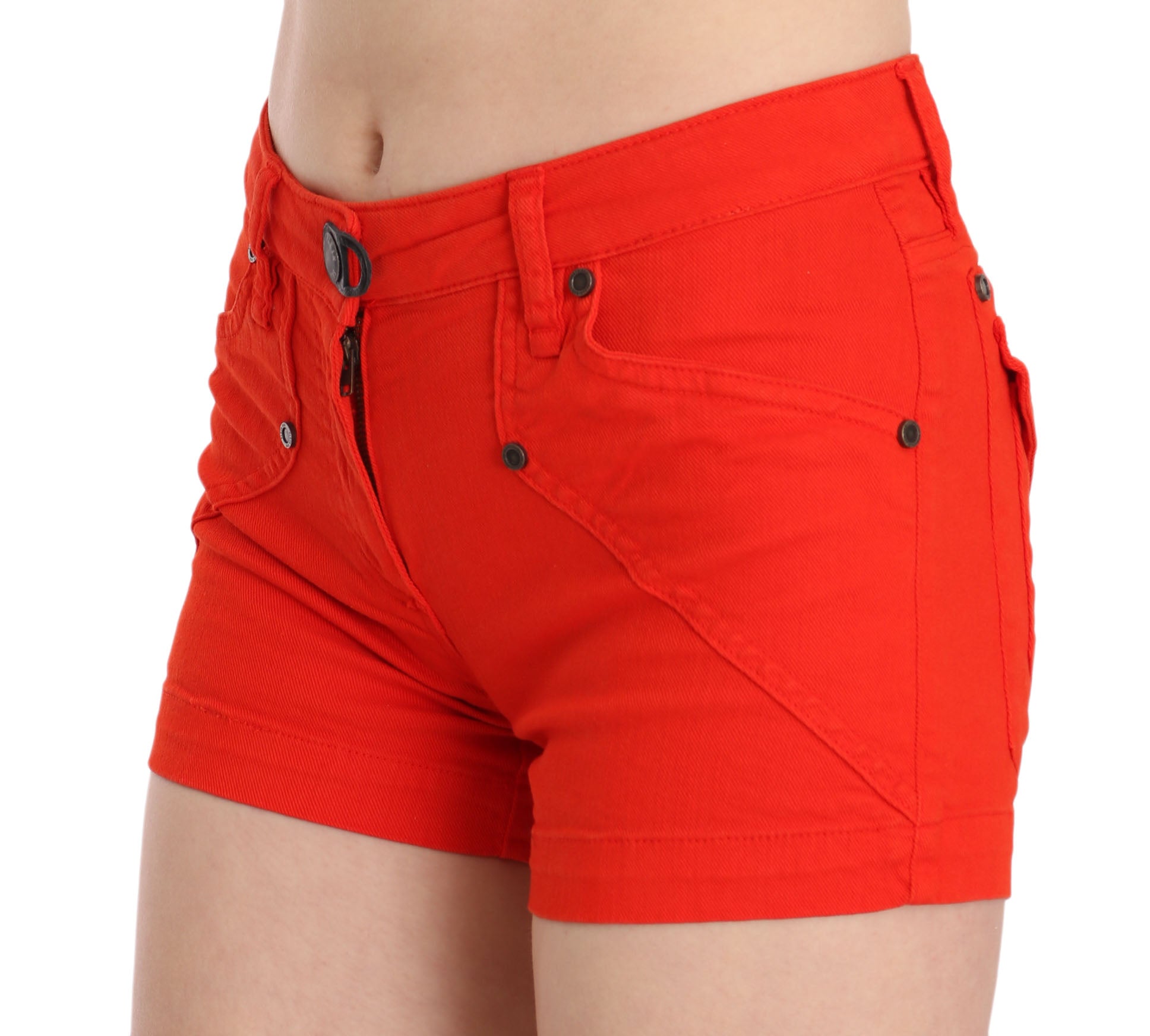 Minishorts elegantes de cintura media de PLEIN SUD en naranja vibrante