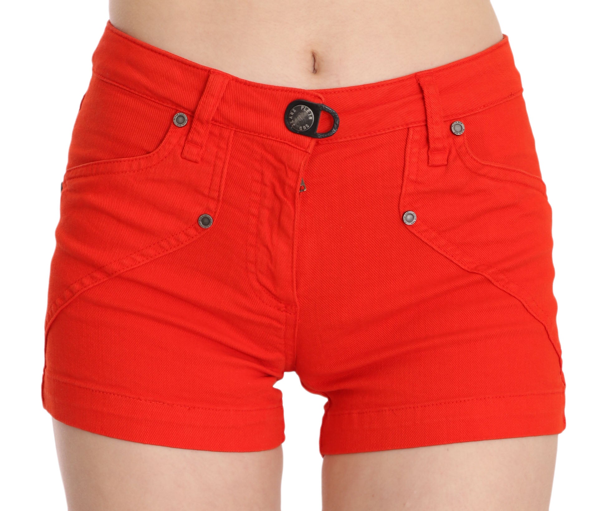 Minishorts elegantes de cintura media de PLEIN SUD en naranja vibrante