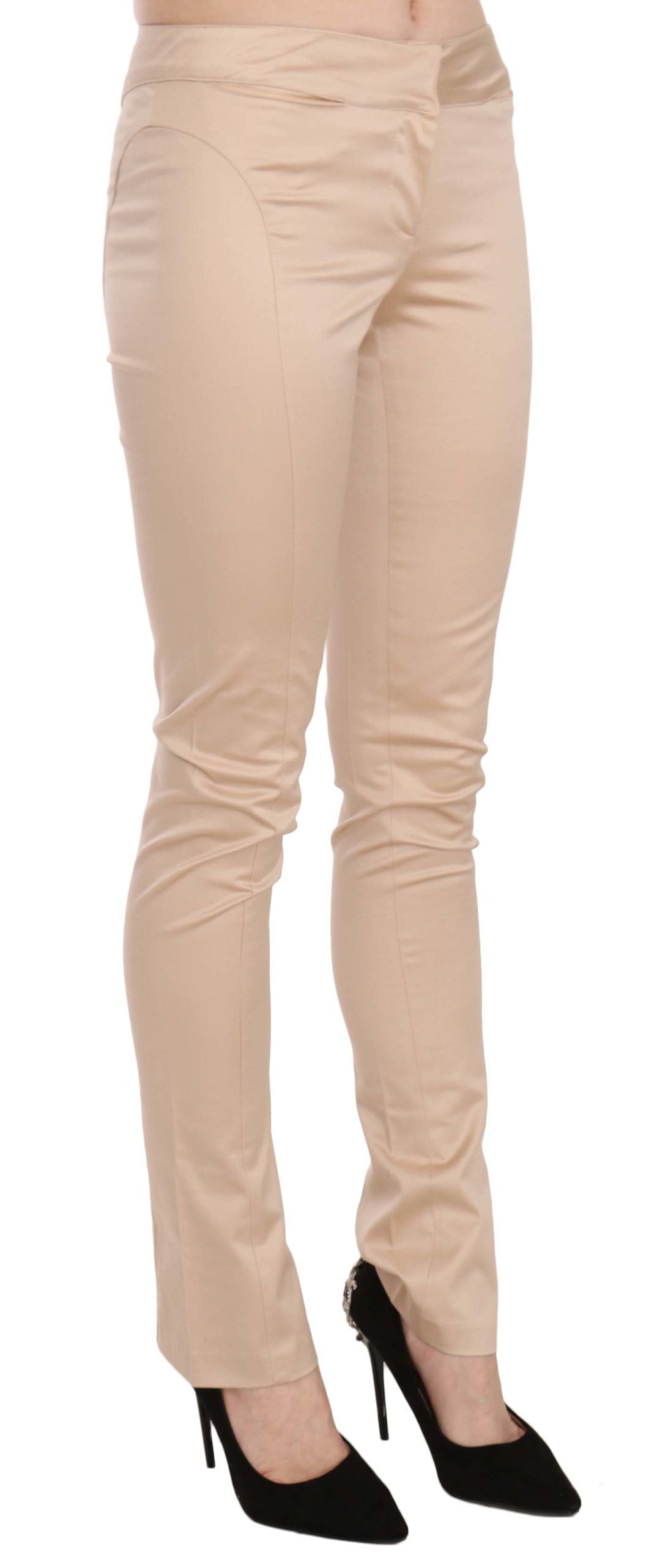 Pantalones pitillo elegantes de talle bajo en color crema de Just Cavalli