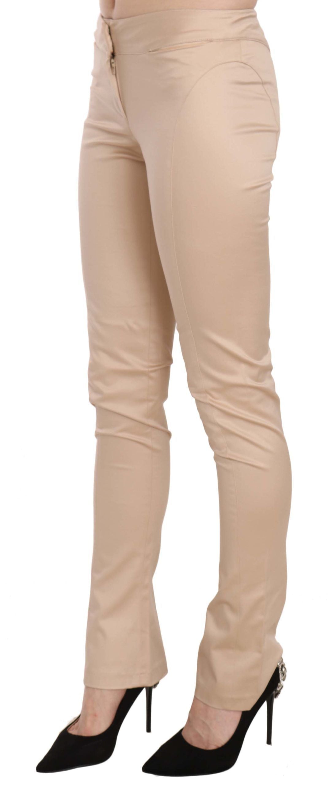 Pantalones pitillo elegantes de talle bajo en color crema de Just Cavalli