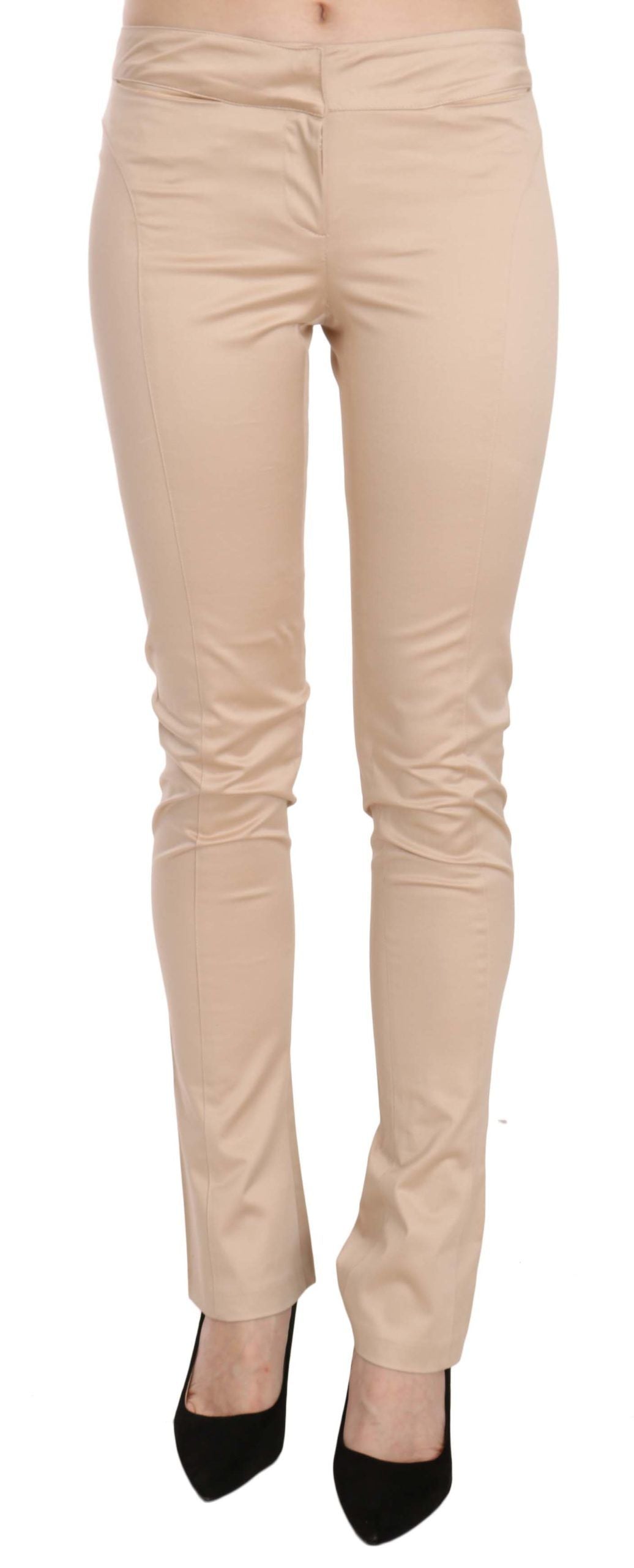 Pantalones pitillo elegantes de talle bajo en color crema de Just Cavalli