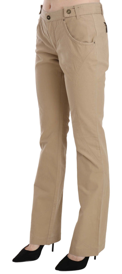 Pantalones rectos de cintura media en color beige de Just Cavalli