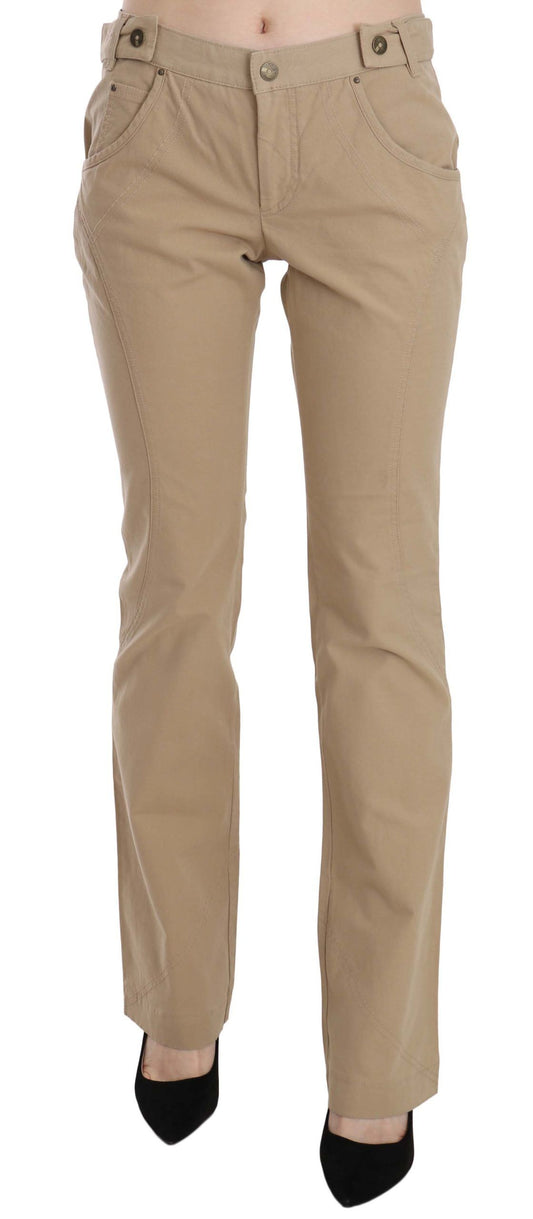 Pantalones rectos de cintura media en color beige de Just Cavalli