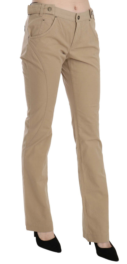 Pantalones rectos de cintura media en color beige de Just Cavalli