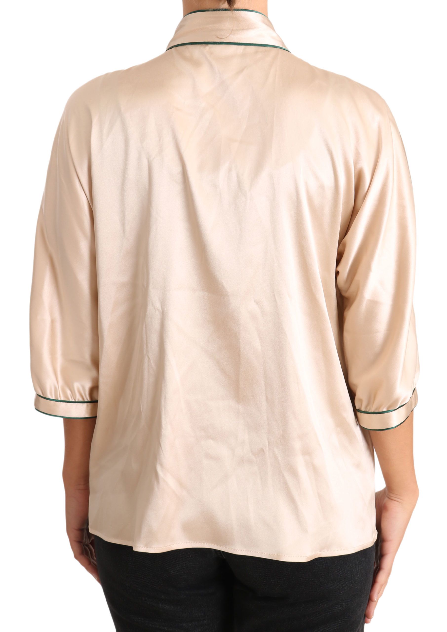 Blusa elegante de mezcla de seda beige de Dolce &amp; Gabbana