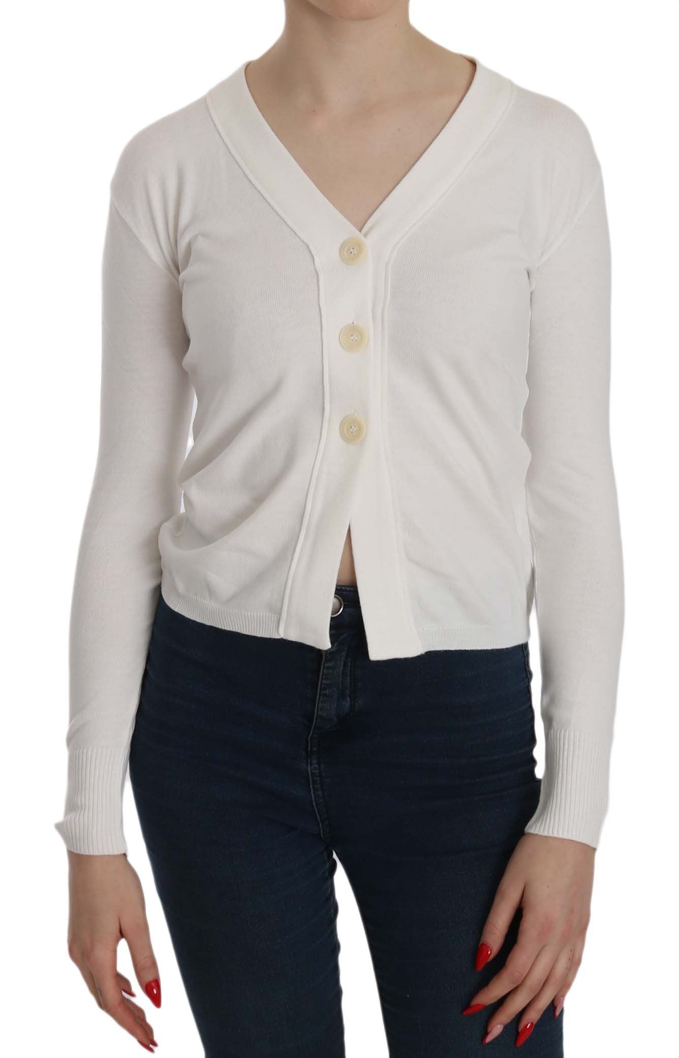 Blusa tipo cárdigan corta con cuello en V elegante de BYBLOS en color blanco