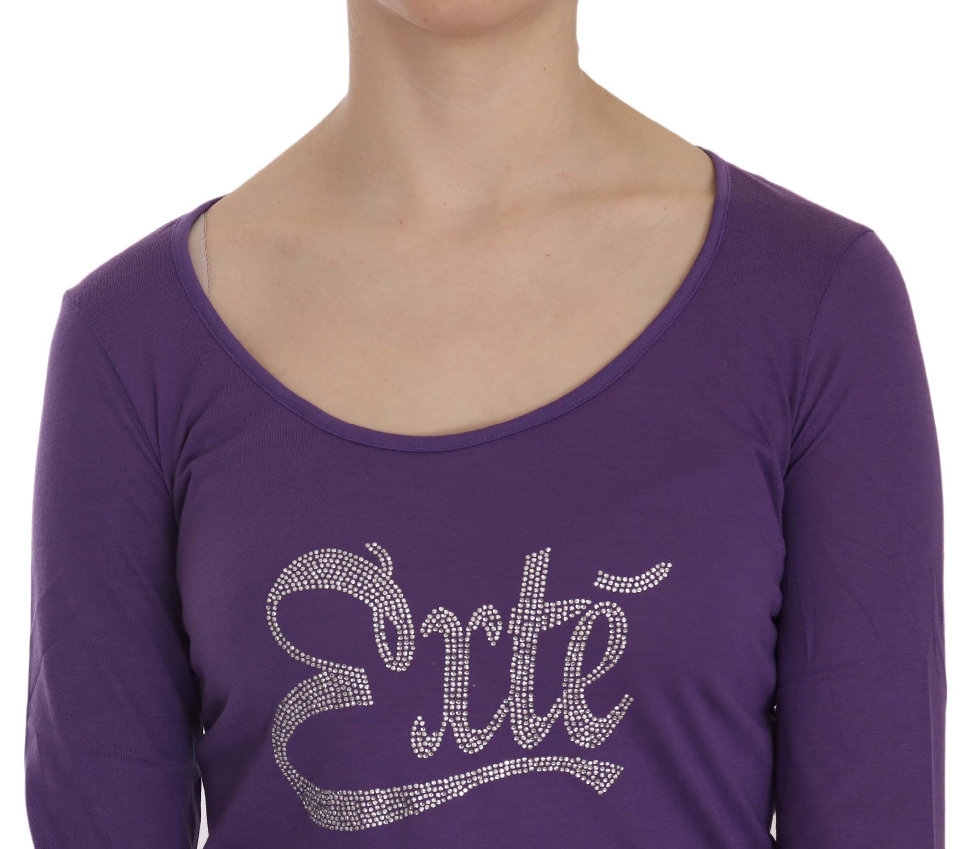 Blusa con escote en U adornada con cristales Exte