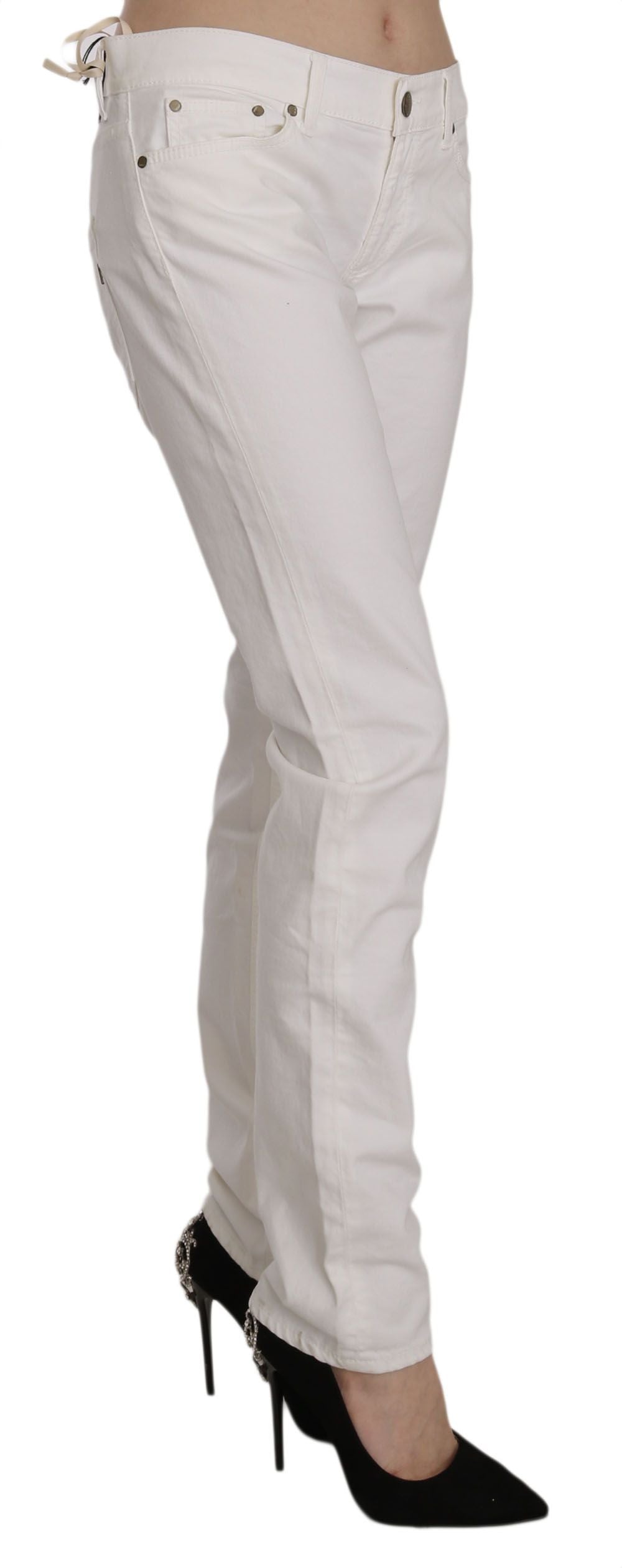 Pantalones pitillo blancos elegantes de mezcla de algodón de Dondup