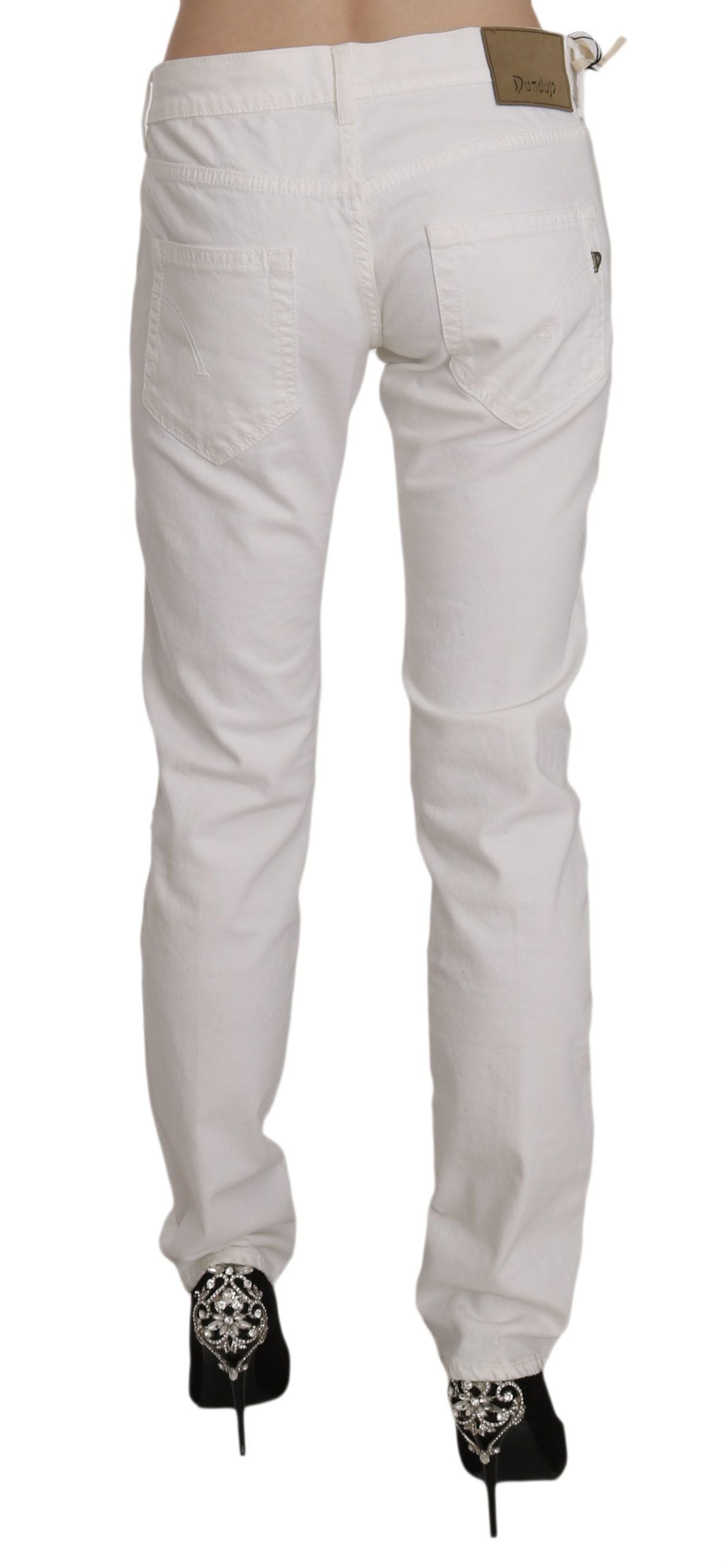 Pantalones pitillo blancos elegantes de mezcla de algodón de Dondup