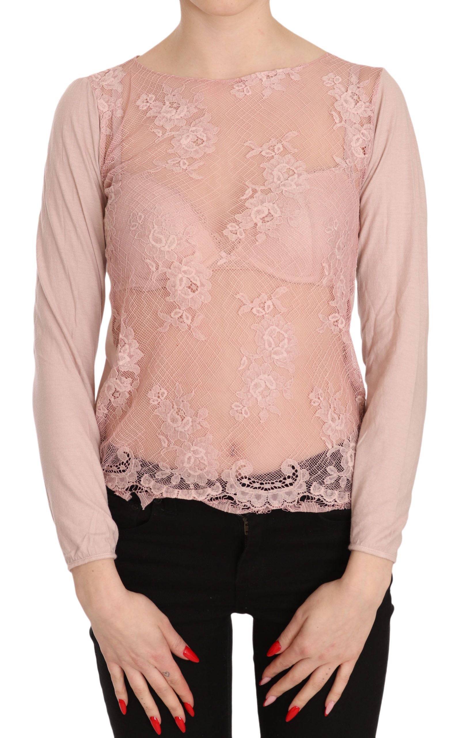 PINK MEMORIES Blusa elegante de algodón transparente en color rosa