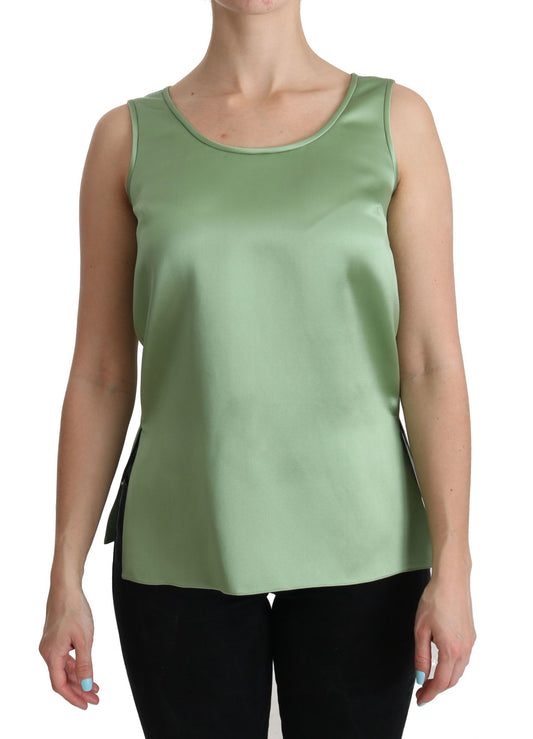 Blusa elegante sin mangas de seda Dolce &amp; Gabbana en verde menta claro