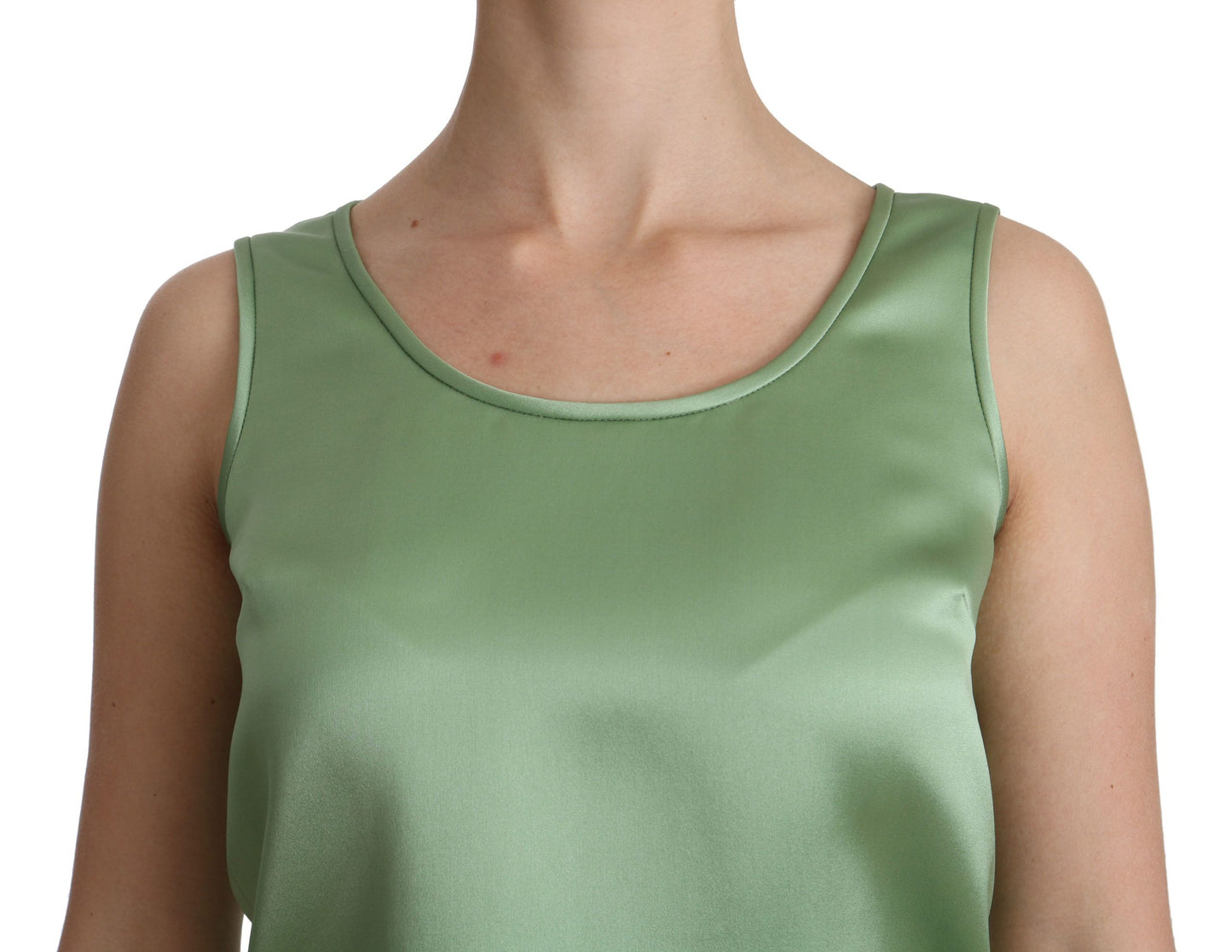 Blusa elegante sin mangas de seda Dolce &amp; Gabbana en verde menta claro